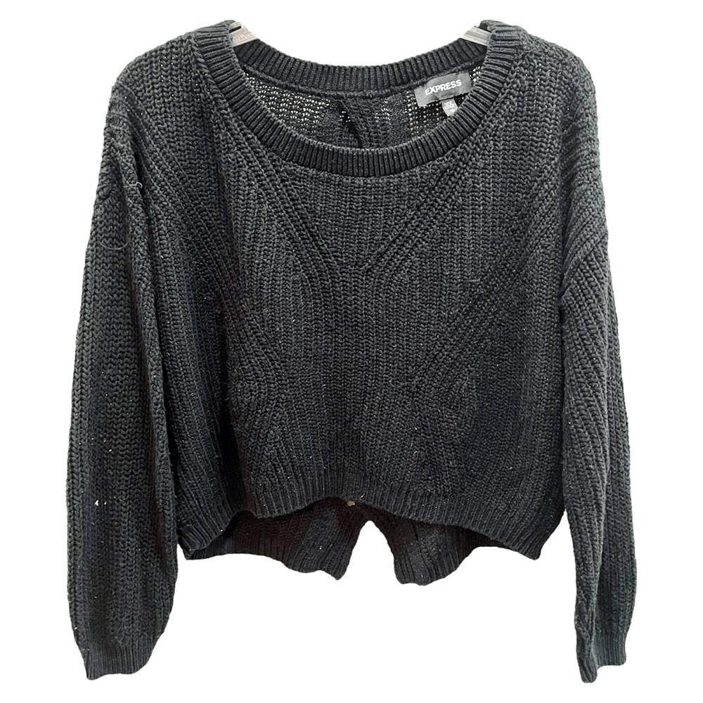 Express Women's Black Cropped Sweater XS X-Small